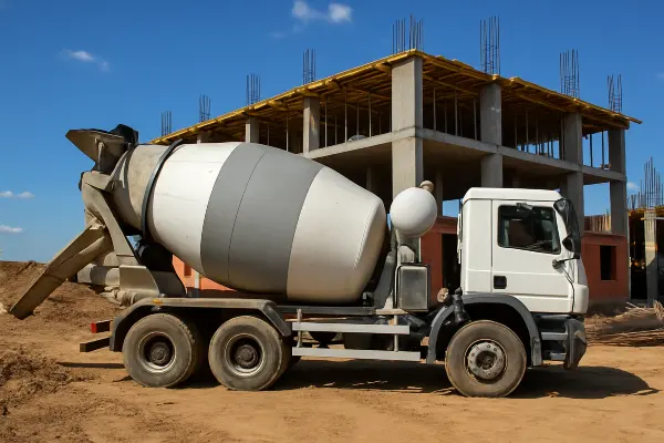 a white cement truck from Concrete Contractor Hutto in Hutto, TX - Concrete Slab Foundation a white cement truck from Concrete Contractor Hutto in Hutto, TX - Concrete Slab Foundation