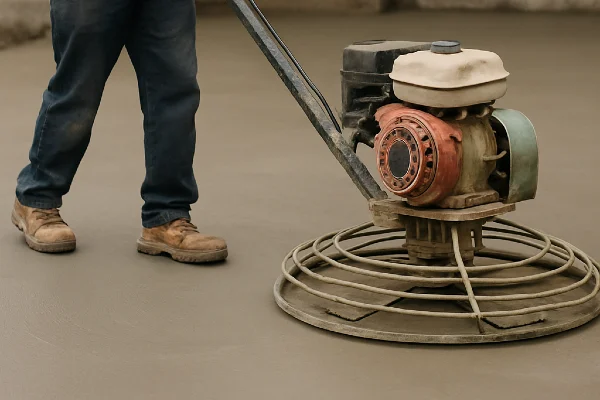 a concrete worker using a machine to finish a concrete foundation from Concrete Contractor Hutto in Georgetown, TX - Georgetown TX