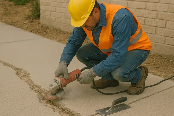 a male worker repairing a sidewalk from Concrete Contractor Hutto in Georgetown, TX - Georgetown TX
