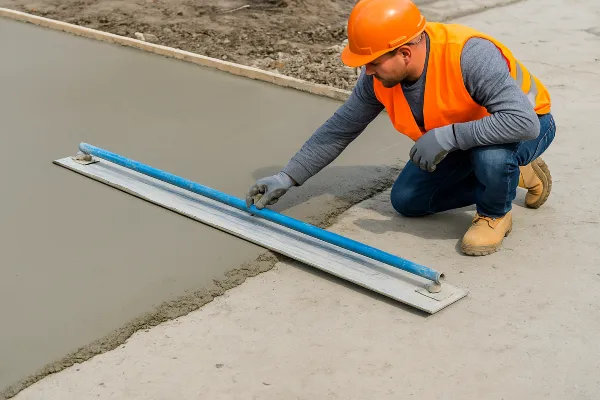 a male worker finishing an outdoor concrete slab from Concrete Contractor Hutto in Hutto, TX  