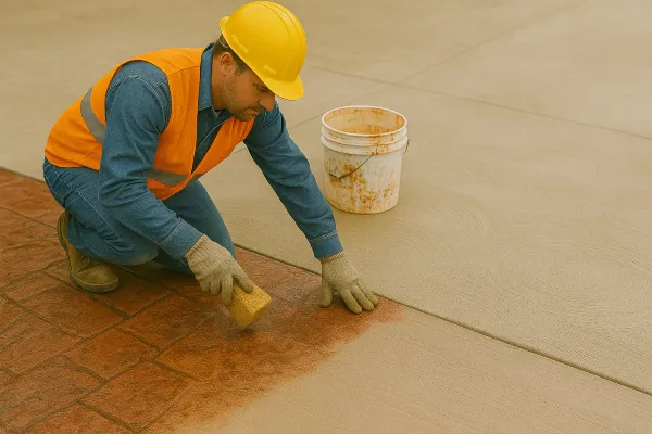 a male worker working on a stamped concrete project from Concrete Contractor Hutto in Pflugerville, TX - Pflugerville TX a male worker working on a stamped concrete project from Concrete Contractor Hutto in Pflugerville, TX - Pflugerville TX