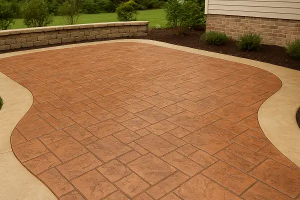 a finished brand new stamped concrete patio from Concrete Contractor Hutto in Pflugerville, TX - Pflugerville TX a finished brand new stamped concrete patio from Concrete Contractor Hutto in Pflugerville, TX - Pflugerville TX