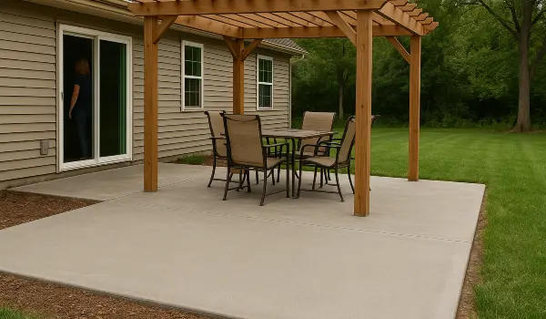 a concrete patio with a pergola from Concrete Contractor Hutto in Hutto, TX - Sidewalk Replacement a concrete patio with a pergola from Concrete Contractor Hutto in Hutto, TX - Sidewalk Replacement